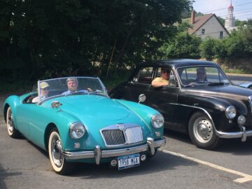 Auto Event with Teal Blue MGA in foreground